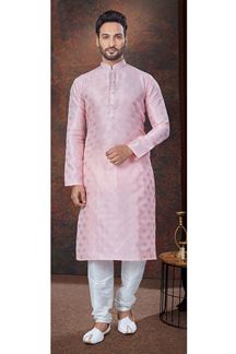 Picture of Exuberant Pink Designer Kurta and Churidar Set for Engagement and Reception