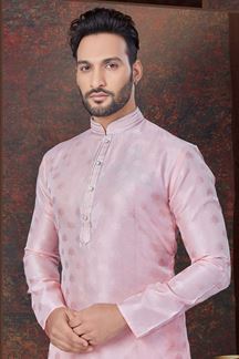 Picture of Exuberant Pink Designer Kurta and Churidar Set for Engagement and Reception