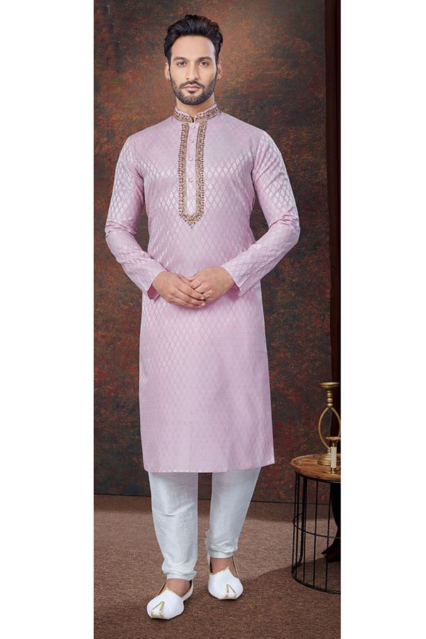 Picture of Exquisite Lavender Designer Kurta and Churidar Set for Engagement and Festivals