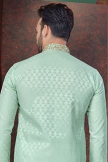 Picture of Awesome Pista Designer Kurta and Churidar Set for Engagement, Wedding, and Festivals