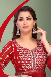 Picture of Bollywood Red Designer Palazzo Suit for Party and Festivals