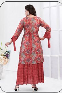 Picture of Charming Rust Designer Indo-Western Outfit for Party