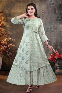 Picture of Outstanding Sky Blue Designer Indo-Western Outfit for Party