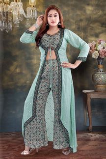 Picture of Smashing Blue Designer Palazzo Suit for Party