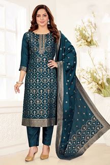 Picture of Bollywood Art Silk Designer Straight Cut Suit for 
