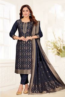 Picture of Fascinating Art Silk Designer Straight Cut Suit for Party, Festivals, and Sangeet