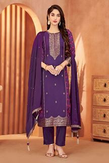 Picture of Outstanding Art Silk Designer Straight Cut Suit for Party, Festivals, and Sangeet