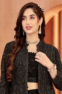 Picture of Awesome Black Designer Gharara Suit for Party