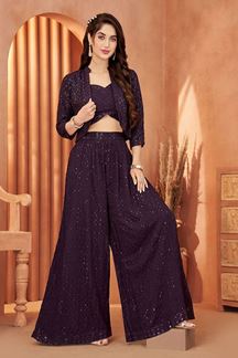 Picture of Appealing Purple Designer Palazzo Suit for Reception, Engagement, and Party