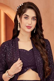 Picture of Appealing Purple Designer Palazzo Suit for Reception, Engagement, and Party