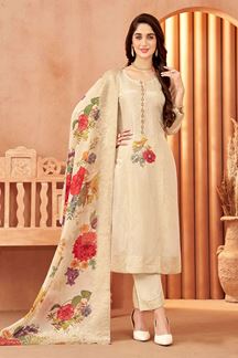 Picture of Fashionable Art Silk Designer Straight Cut Suit for Party
