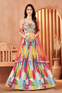 Picture of Dazzling Multi-Designer Indo-western Lehenga Choli for Reception and Party
