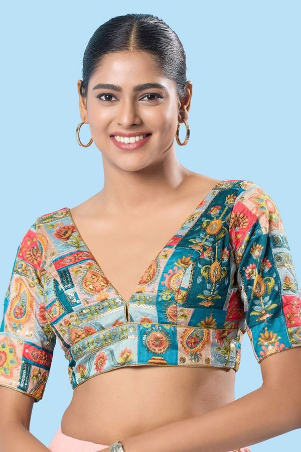 Picture of Smashing Sky Blue Designer Blouse for Sangeet and Festivals