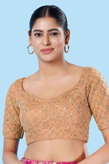 Picture of Aesthetic Rose Gold Designer Blouse for Party and Festivals