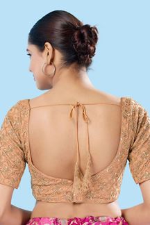 Picture of Aesthetic Rose Gold Designer Blouse for Party and Festivals