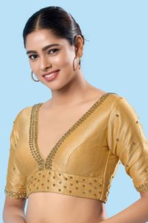 Picture of Spectacular Gold Designer Blouse for Wedding, and Reception