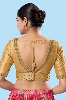 Picture of Spectacular Gold Designer Blouse for Wedding, and Reception