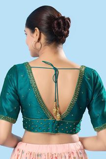 Picture of Smashing Rama Green Designer Blouse for Mehendi and Festivals