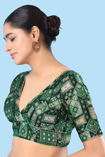 Picture of Charismatic Bottle Green Designer Blouse for Mehendi and Festivals