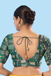 Picture of Charismatic Bottle Green Designer Blouse for Mehendi and Festivals