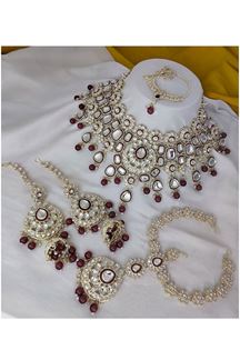 Picture of Creative Maroon Bridal Designer Necklace Set for a Wedding and Reception