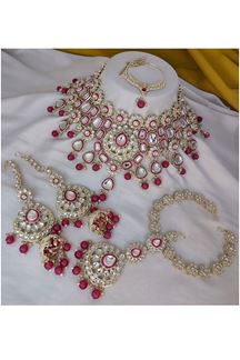 Picture of Spectacular Rani Pink Bridal Designer Necklace Set for a Wedding and Reception