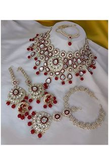 Picture of Smashing Red Bridal Designer Necklace Set for a Wedding