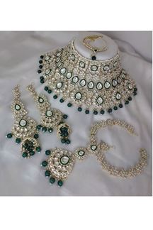 Picture of Ethnic Green Bridal Designer Necklace Set for a Mehendi, Wedding, and Reception