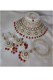 Picture of Dazzling Red Bridal Designer Necklace Set for a Wedding and Reception