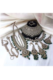Picture of Smashing Green Bridal Designer Necklace Set for a Mehendi and Wedding