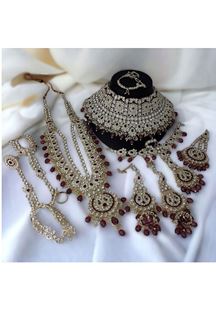 Picture of Charismatic Maroon Bridal Designer Necklace Set for a Wedding and Reception