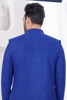 Picture of Dashing Navy Blue Designer Indo-Western Men’s Wear for Reception, Engagement, and Party