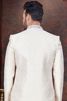 Picture of Charismatic Cream Designer Indo-Western Sherwani for Reception, Wedding and Engagement