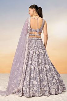 Picture of Striking Mauve Designer Indo-Western Lehenga Choli for Engagement and Reception