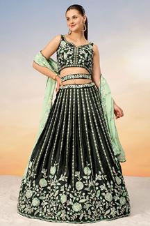 Picture of Ethnic Green Designer Indo-Western Lehenga Choli for Mehendi and Party