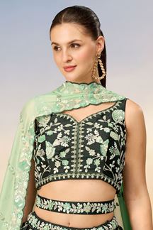 Picture of Ethnic Green Designer Indo-Western Lehenga Choli for Mehendi and Party