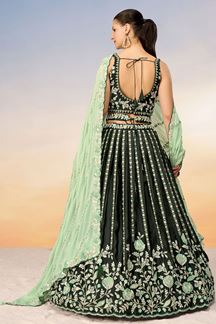 Picture of Ethnic Green Designer Indo-Western Lehenga Choli for Mehendi and Party