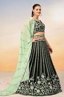 Picture of Ethnic Green Designer Indo-Western Lehenga Choli for Mehendi and Party