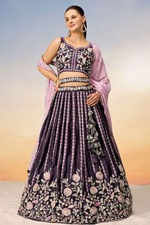 Picture of Royal Burgundy Designer Indo-Western Lehenga Choli for Engagement, Reception and Party