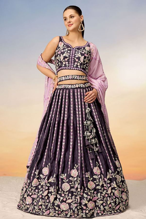 Picture of Royal Burgundy Designer Indo-Western Lehenga Choli for Engagement, Reception and Party