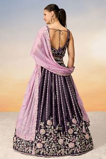 Picture of Royal Burgundy Designer Indo-Western Lehenga Choli for Engagement, Reception and Party