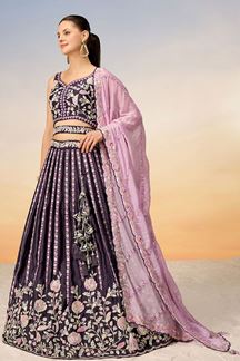 Picture of Royal Burgundy Designer Indo-Western Lehenga Choli for Engagement, Reception and Party