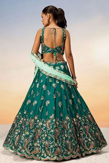 Picture of Charismatic Green Designer Indo-Western Lehenga Choli for Mehendi and Party