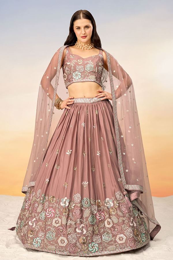 Picture of Surreal Rose Gold Designer Indo-Western Lehenga Choli for Reception and Engagement