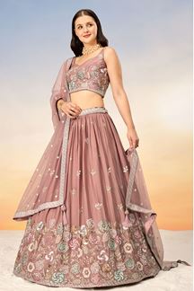 Picture of Surreal Rose Gold Designer Indo-Western Lehenga Choli for Reception and Engagement