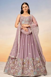 Picture of Pretty Mauve Designer Indo-Western Lehenga Choli for Reception and Engagement