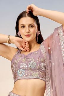 Picture of Pretty Mauve Designer Indo-Western Lehenga Choli for Reception and Engagement