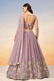 Picture of Pretty Mauve Designer Indo-Western Lehenga Choli for Reception and Engagement