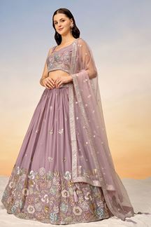 Picture of Pretty Mauve Designer Indo-Western Lehenga Choli for Reception and Engagement