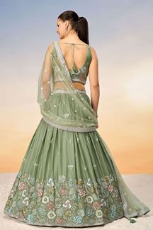 Picture of Divine Lime Green Designer Indo-Western Lehenga Choli for Reception and Engagement